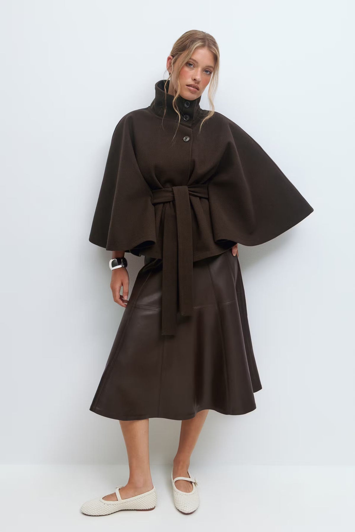 Sophia Belted Cape Coat