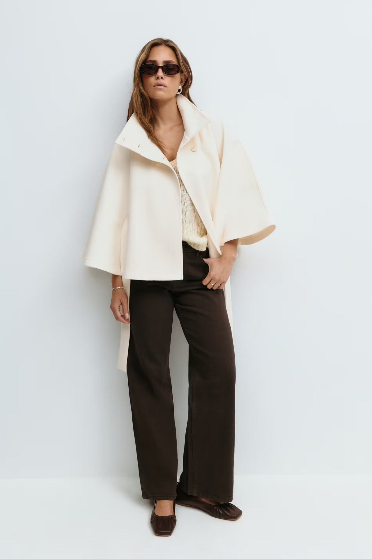 Sophia Belted Cape Coat