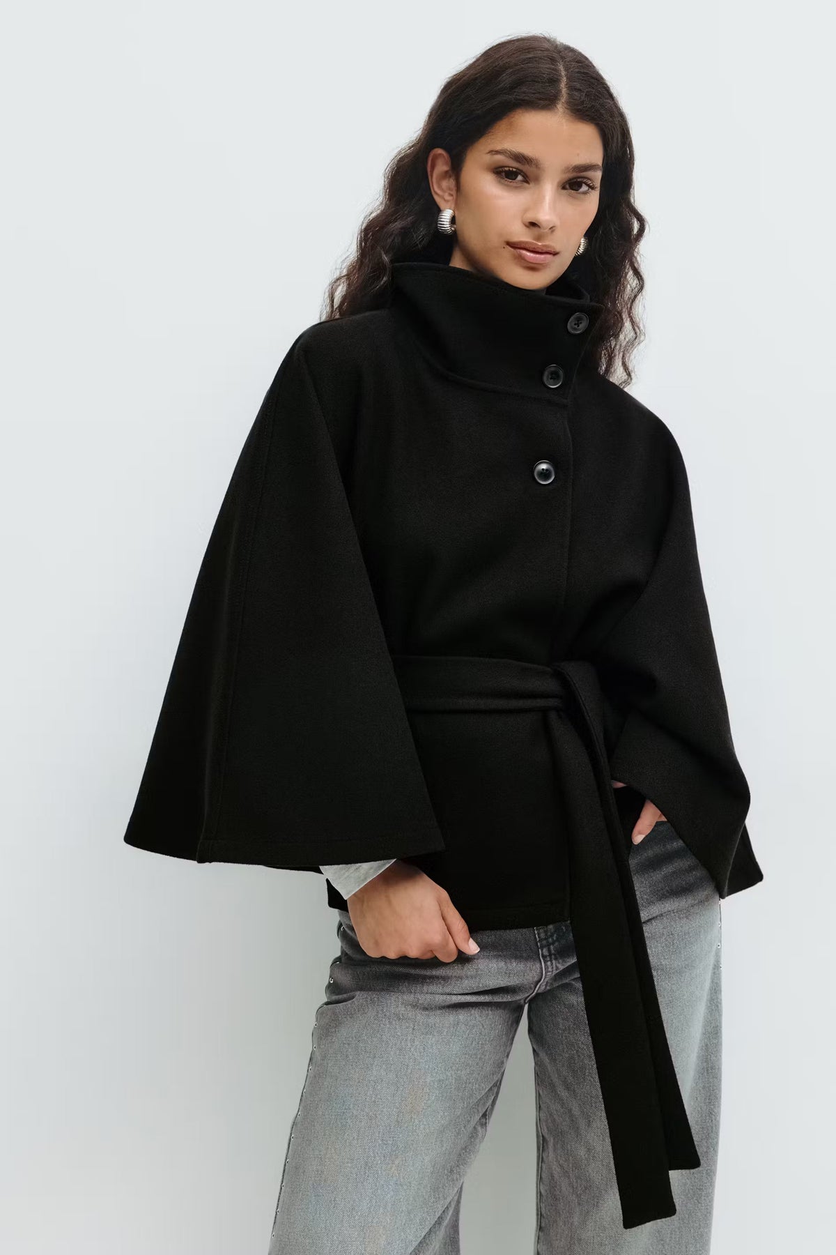 Sophia Belted Cape Coat